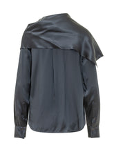 SEMICOUTURE - Blusa Rexanne con Collo Drappeggiato - Blu - LIDIASHOPPING® - Official Website