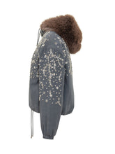 NOVELLE - Giacca con Cappuccio e Ricami - Blu - LIDIASHOPPING® - Official Website