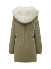 NOVELLE - Parka con Ricami Floreali e Collo in Pelliccia - Verde - LIDIASHOPPING® - Official Website