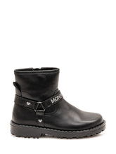 MONNALISA - Biker Cuori Boot with Embroidered Straps - Black - LIDIASHOPPING® - Official Website