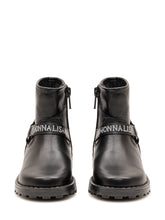 MONNALISA - Biker Cuori Boot with Embroidered Straps - Black - LIDIASHOPPING® - Official Website