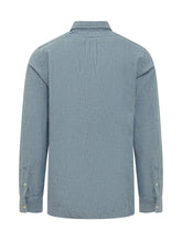 POLO RALPH LAUREN - Camicia con Colletto Abbottonato e Logo - Blu - LIDIASHOPPING® - Official Website