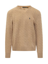 POLO RALPH LAUREN - Pullover con Trecce e Ricamo Logo sul Petto - Beige - LIDIASHOPPING® - Official Website