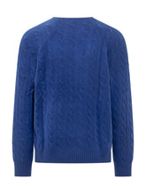 POLO RALPH LAUREN - Pullover con Trecce e Ricamo Logo sul Petto - Blu - LIDIASHOPPING® - Official Website