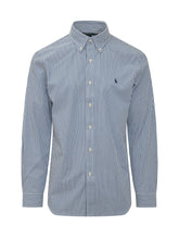 POLO RALPH LAUREN - Fine Striped Shirt with Logo Embroidery - Blue - LIDIASHOPPING® - Official Website