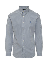 POLO RALPH LAUREN - Camicia a Righe Sottili con Ricamo Logo - Blu - LIDIASHOPPING® - Official Website