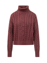 LAUREN RALPH LAUREN - Long sleeve pullover featuring a folded high neck and cable knit patterns of varying sizes. Detailed with vertical openwork inserts, dropped shoulders and ribbed trims. - Red - LIDIASHOPPING® - Official Website