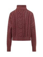 LAUREN RALPH LAUREN - Long sleeve pullover featuring a folded high neck and cable knit patterns of varying sizes. Detailed with vertical openwork inserts, dropped shoulders and ribbed trims. - Red - LIDIASHOPPING® - Official Website
