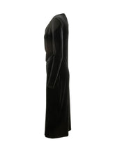 LAUREN RALPH LAUREN - Slim fit midi dress featuring long sleeves and a wide asymmetric neckline. Designed with diagonal draping across the bodice, a velvet effect surface and straight hem. - Black - LIDIASHOPPING® - Official Website
