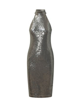 LAUREN RALPH LAUREN - Midi column dress featuring a high neckline and bare shoulders. Designed with an allover sequin embellished surface, close fitting silhouette and straight hem. - Silver - LIDIASHOPPING® - Official Website