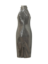 LAUREN RALPH LAUREN - Midi column dress featuring a high neckline and bare shoulders. Designed with an allover sequin embellished surface, close fitting silhouette and straight hem. - Silver - LIDIASHOPPING® - Official Website