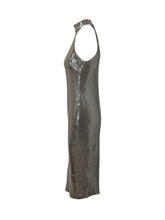 LAUREN RALPH LAUREN - Midi column dress featuring a high neckline and bare shoulders. Designed with an allover sequin embellished surface, close fitting silhouette and straight hem. - Silver - LIDIASHOPPING® - Official Website