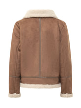 LAUREN RALPH LAUREN - Short jacket featuring a suede effect surface, wide plush collar, front zip fastening, buckle straps at the neckline, side pockets and contrasting trims. - Brown - LIDIASHOPPING® - Official Website