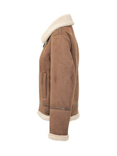 LAUREN RALPH LAUREN - Short jacket featuring a suede effect surface, wide plush collar, front zip fastening, buckle straps at the neckline, side pockets and contrasting trims. - Brown - LIDIASHOPPING® - Official Website