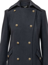 LAUREN RALPH LAUREN - Long coat with a flared silhouette, double breasted button fastening, classic collar, side flap pockets and cuff tabs. - Blue - LIDIASHOPPING® - Official Website