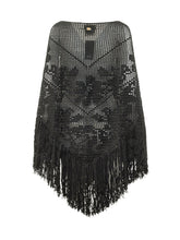CHIARA IS - Scialle Peonia con Lavorazione a Rete - Nero - LIDIASHOPPING® - Official Website