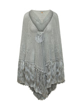 CHIARA IS - Openwork Cape with Fringe - Grey - LIDIASHOPPING® - Official Website