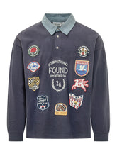 FOUND - Rugby Polo Shirt with Patches - Blue - LIDIASHOPPING® - Official Website