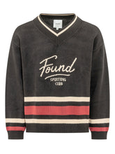 FOUND - Sport Club Sweater with V Neck - Black - LIDIASHOPPING® - Official Website