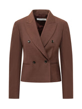 MAX MARA - Fitted blazer featuring a double breasted four button closure, peak lapels, long sleeves and welt pockets at the hips. - Brown - LIDIASHOPPING® - Official Website
