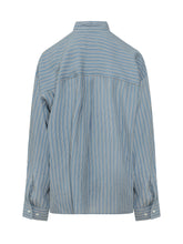 MSGM - Camicia a Righe con Collo a Fiocco - Blu - LIDIASHOPPING® - Official Website