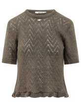 MSGM - Maglia Traforata con Fondo a Volant - Marrone - LIDIASHOPPING® - Official Website