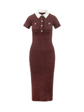 SELF-PORTRAIT - Abito Midi con Colletto - Rosso - LIDIASHOPPING® - Official Website