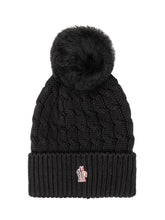 MONCLER GRENOBLE - Cable Knit Hat with Pompon - Black - LIDIASHOPPING® - Official Website