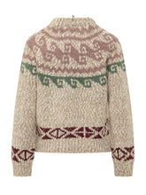 MONCLER GRENOBLE - Crewneck Knit with Geometric Pattern - Beige - LIDIASHOPPING® - Official Website