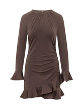 MICHAEL MICHAEL KORS - Abito Drappeggiato con Volant - Marrone - LIDIASHOPPING® - Official Website