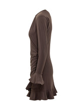 MICHAEL MICHAEL KORS - Abito Drappeggiato con Volant - Marrone - LIDIASHOPPING® - Official Website