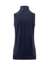 MARINE SERRE - Top Smanicato in Lana Merino con Collo Alto - Blu - LIDIASHOPPING® - Official Website