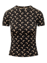 MARINE SERRE - Moon Print Short-Sleeve Top - Black - LIDIASHOPPING® - Official Website