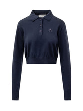 MARINE SERRE - Polo Cropped in Lana Merino - Blu - LIDIASHOPPING® - Official Website