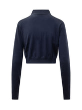 MARINE SERRE - Polo Cropped in Lana Merino - Blu - LIDIASHOPPING® - Official Website
