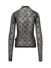 MARINE SERRE - Top Semitrasparente con Motivo Moongram - Nero - LIDIASHOPPING® - Official Website