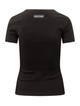 MARINE SERRE - T-Shirt a Coste con Logo Moon - Nero - LIDIASHOPPING® - Official Website