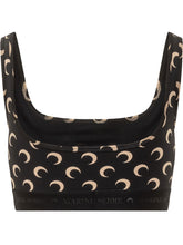 MARINE SERRE - Top Sportivo con Logo Moon - Nero - LIDIASHOPPING® - Official Website