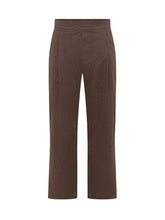 A PAPER KID - Pantaloni a Gamba Ampia con Pieghe - Marrone - LIDIASHOPPING® - Official Website