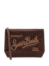 MC2 SAINT BARTH - Pochette Aline con Ricamo e Chiusura Zip - Marrone - LIDIASHOPPING® - Official Website