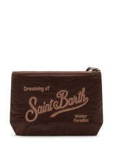 MC2 SAINT BARTH - Pochette Aline con Ricamo e Chiusura Zip - Marrone - LIDIASHOPPING® - Official Website
