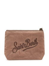 MC2 SAINT BARTH - Pochette Aline con Ricamo e Chiusura Zip - Marrone - LIDIASHOPPING® - Official Website