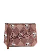 MC2 SAINT BARTH - Pochette Aline con Motivo a Rombi e Stampa Snoopy - Marrone - LIDIASHOPPING® - Official Website