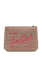MC2 SAINT BARTH - Aline Houndstooth Pouch with Embroidery - Brown - LIDIASHOPPING® - Official Website