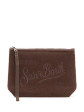 MC2 SAINT BARTH - Pochette Aline con Ricamo Lettering - Marrone - LIDIASHOPPING® - Official Website