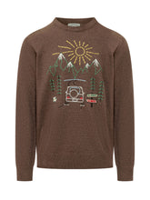 MC2 SAINT BARTH - Heron Sweater with Mountain Embroidery - Brown - LIDIASHOPPING® - Official Website