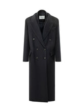 IVY OAK - Io Circe long coat featuring a structured silhouette, wide peak lapels and six button double breasted fastening. Detailed with long sleeves, a chest welt pocket and side flap pockets. - Blue - LIDIASHOPPING® - Official Website