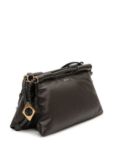 ISABEL MARANT - Pipa bag featuring a soft elongated silhouette and a suede effect surface. Detailed with a braided shoulder strap, matching top handle, side buckle accents and a folded upper edge. - Black - LIDIASHOPPING® - Official Website