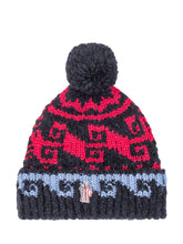 MONCLER GRENOBLE - Berretto in Maglia con Pompon e Motivo Geometrico - Nero - LIDIASHOPPING® - Official Website