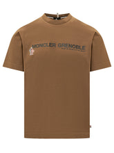 MONCLER GRENOBLE - T-shirt con Grafica Lineare - Marrone - LIDIASHOPPING® - Official Website
